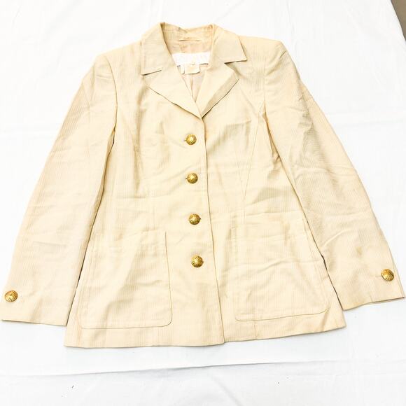 Escada Yellow Wheat 4-Button Blazer Jacket Wool-Silk Blend Long Sleeve Size 38 - Picture 1 of 5